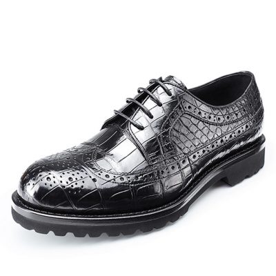 Alligator Lace Up Wing Tip Oxfords, Handmade Alligator Shoes