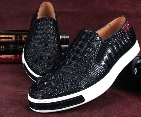 Black Crocodile Sneakers, Casual Crocodile Shoes for Men-3