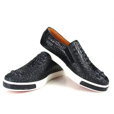 Black Crocodile Sneakers, Casual Crocodile Shoes for Men