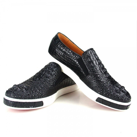 Black Crocodile Sneakers, Casual Crocodile Shoes for Men