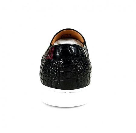 Black Crocodile Sneakers, Casual Crocodile Shoes for Men-Heel