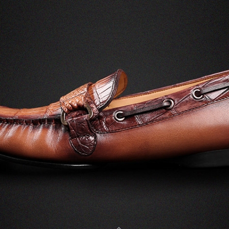 Brown Alligator Slip-on Loafer-Side