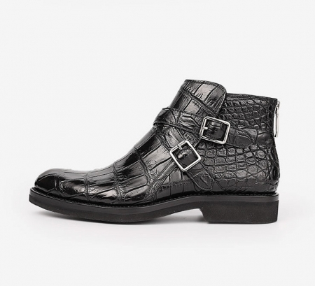 Casual Alligator Dress Boots with Buckles-Side