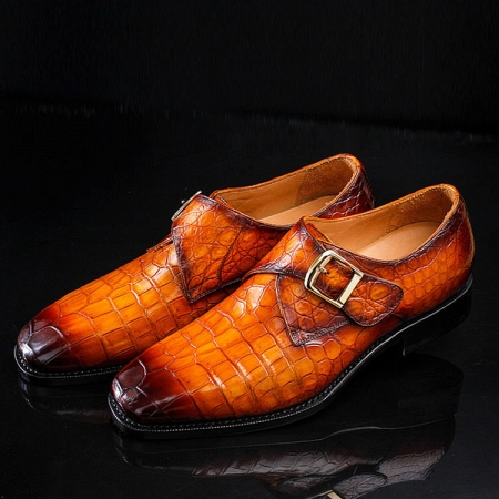 Casual Alligator Skin Single Monk Strap Dress Shoes-Exhibitions