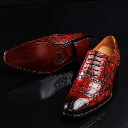 Casual Alligator Skin Wingtip Dress Shoes-1
