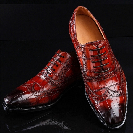 Casual Alligator Skin Wingtip Dress Shoes