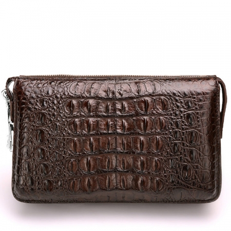 Casual Crocodile Anti-theft Lock Wallet for Men-Brown-Back