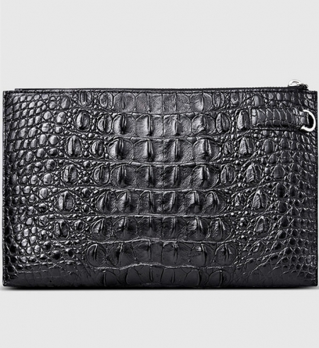 Casual Large Crocodile Clutch Wallet-Black-Back