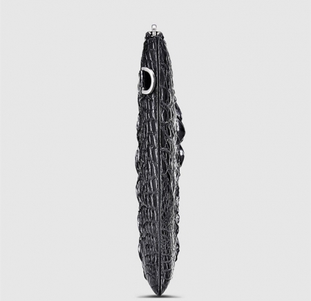 Casual Large Crocodile Clutch Wallet-Black-Side