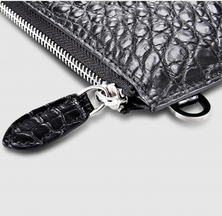 Casual Large Crocodile Clutch Wallet-Black-Zipper