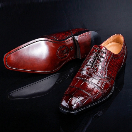 Classic Alligator Skin Lace Up Dress Shoes-Exhibition