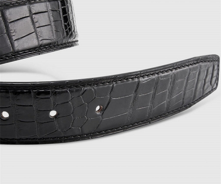 Classic Genuine Alligator Skin Belt for Men - Black-2