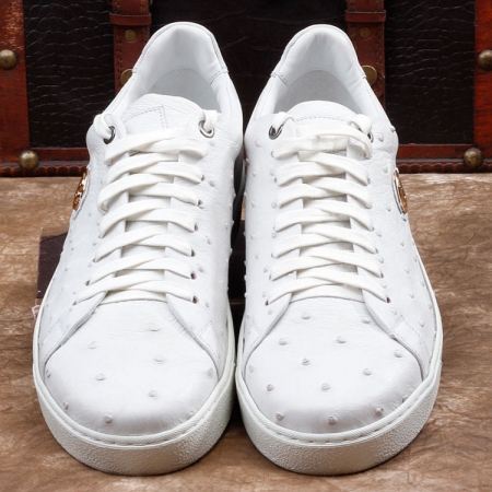 Daily Fashion Ostrich Lace-up Sneaker - White-Upper