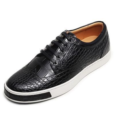 Fashion Alligator Wingtip Oxford Sneakers - Black