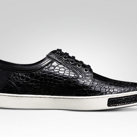 Fashion Alligator Wingtip Oxford Sneakers - Black-Side