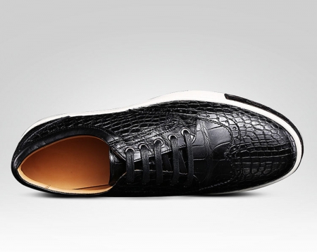 Fashion Alligator Wingtip Oxford Sneakers - Black-Upper