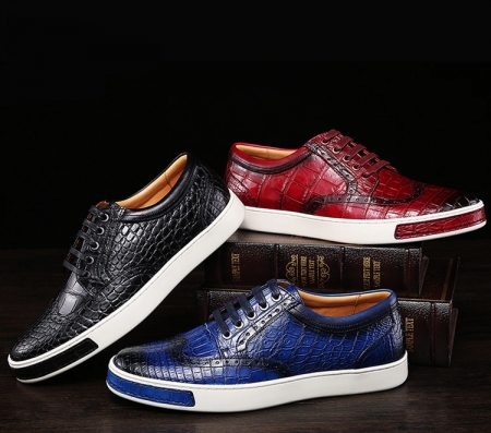 Fashion Alligator Wingtip Oxford Sneakers-Exhibitions