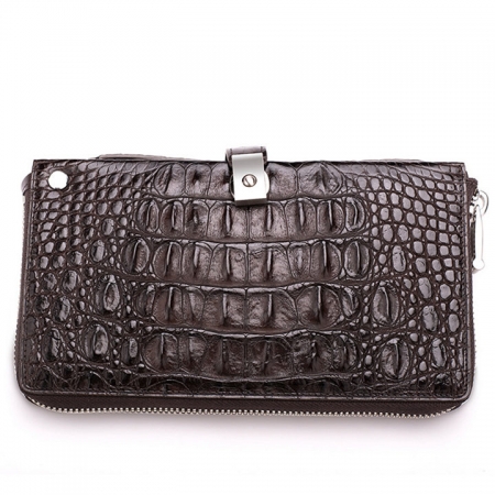 Fashion Crocodile Clutch Wallet, Crocodile Long Bifold Wallet-Back