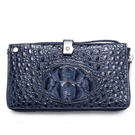 Fashion Crocodile Clutch Wallet, Crocodile Long Bifold Wallet-Blue