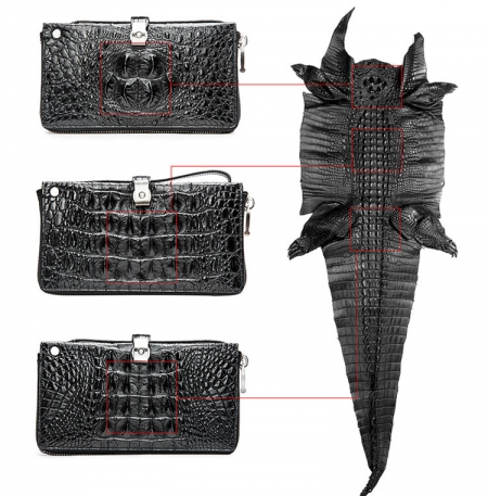 Fashion Crocodile Clutch Wallet, Crocodile Long Bifold Wallet-Details