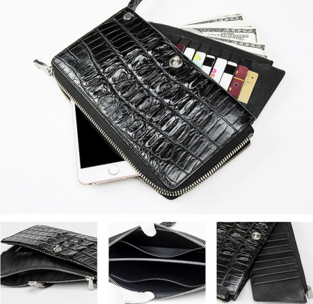 Fashion Crocodile Clutch Wallet, Crocodile Long Bifold Wallet-Inside