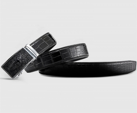 Luxury Automatic Buckle Genuine Alligator Skin Dress Belt-Lay