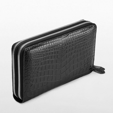 Mens Alligator Clutch Bag, Large Alligator Wallet-Double zipper