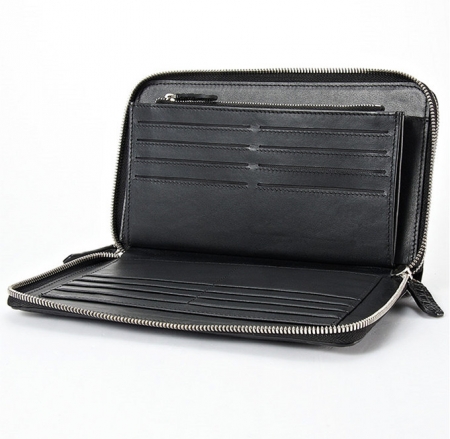 Mens Alligator Clutch Bag, Large Alligator Wallet-Inside