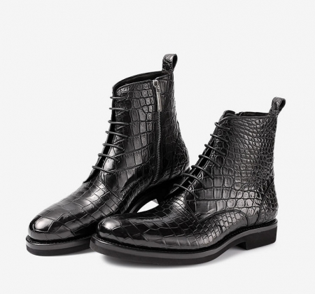 Mens Alligator Skin Lace-up Boots-Exhibition