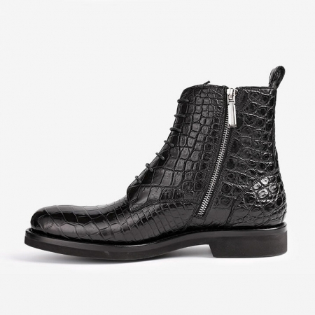 Mens Alligator Skin Lace-up Boots-Side