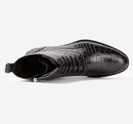 Mens Alligator Skin Lace-up Boots-Upper