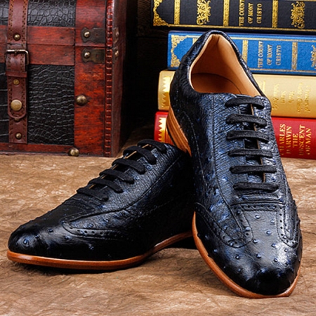 Mens Casual Ostrich Shoes-Dark Blue
