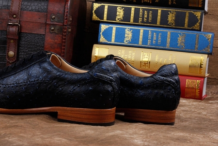 Mens Casual Ostrich Shoes-Dark Blue-He