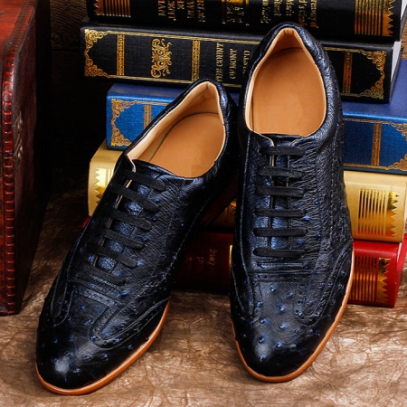 Mens Casual Ostrich Shoes-Dark Blue-Upper