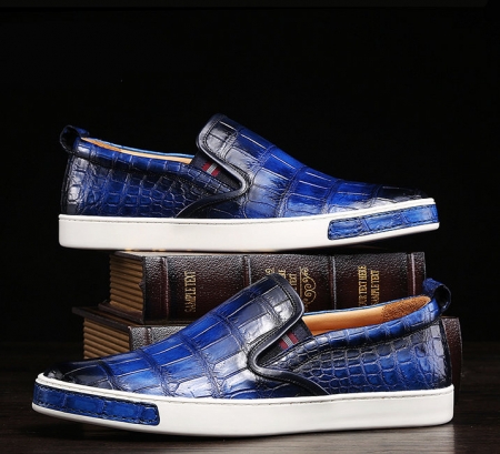 Mens Daily Slip On Fashion Alligator Sneakers - Blue-Exhibition