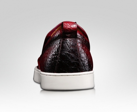 Mens Daily Slip On Fashion Alligator Sneakers - Wine Red-Heel