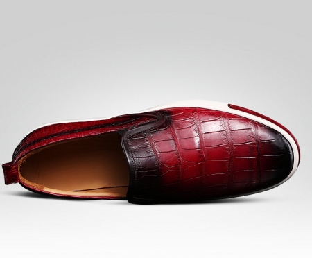Mens Daily Slip On Fashion Alligator Sneakers - Wine Red-Upper