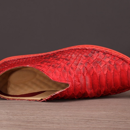 Mens Snakeskin Shoes, Python Shoes - Red-Upper