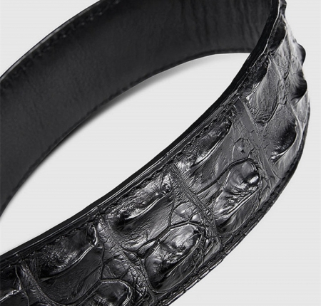 Stylish Genuine Crocodile Skin Belt for Men-Black-1