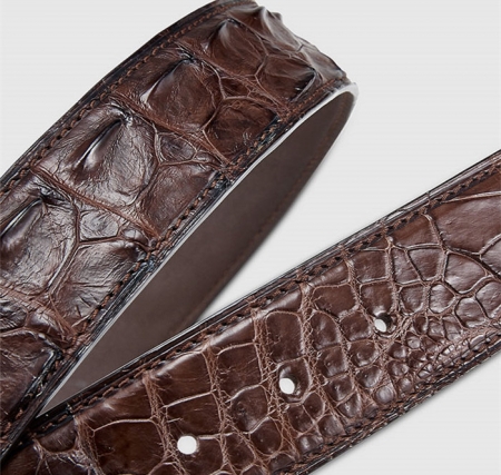 Stylish Genuine Crocodile Skin Belt for Men-Brown-2