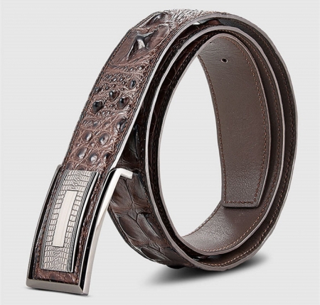 Stylish Genuine Crocodile Skin Belt for Men-Brown
