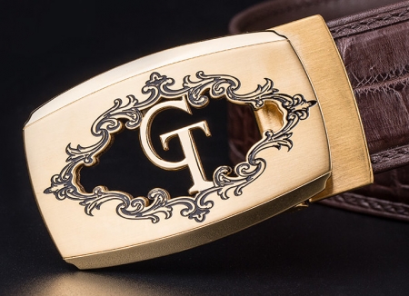 Designer Alligator Skin Dress Belt-Buckle