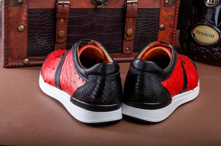 Fashion Genuine Ostrich Skin Lace-up Sneaker-Heel