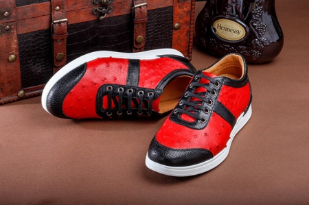 Fashion Genuine Ostrich Skin Lace-up Sneaker-Upper