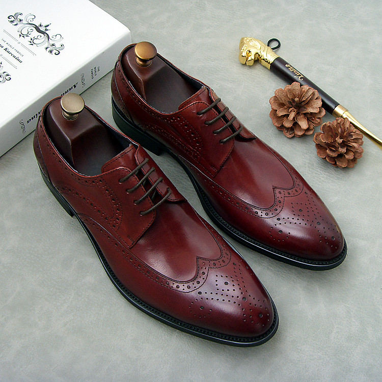 Wine Red Leather Oxford Shoes