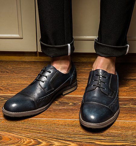 Mens Vintage Leather Oxford Lace up Shoes
