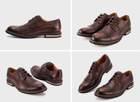 Vintage Leather Oxford Lace up Shoes-Brown-Display