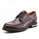 Men's Handmade Leather Modern Classic Lace up Leather Lined Perforated Derby Shoes-Brown