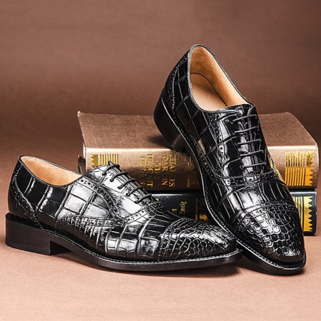 Alligator Skin Cap-Toe Oxford Formal Business Dress Shoes-2