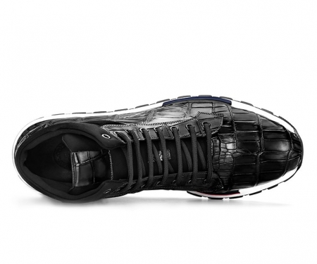 Casual Comfort Alligator Lace-up Lightweight Sport Sneakers-Black-Upper